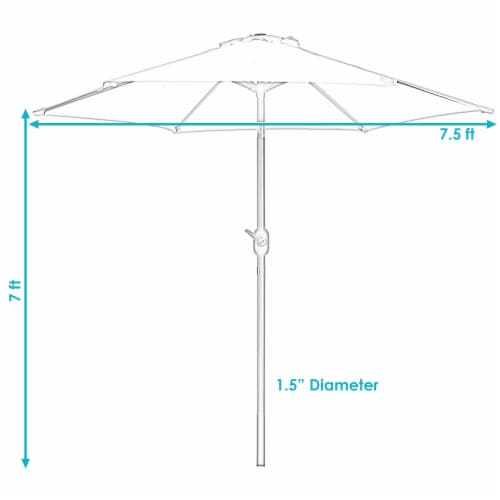 Sunnydaze 7.5 ft Aluminum Patio Umbrella with Tilt and Crank - Blue Perspective: left