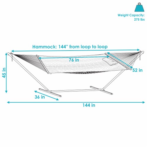 Sunnydaze Large Rope Hammock with Steel Stand and Pad/Pillow Orange