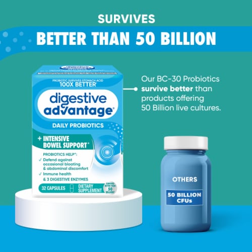 Digestive Advantage Daily Probiotics Intensive Bowel Support Capsules Perspective: left