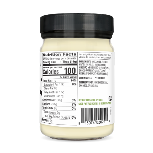 Chosen® Foods Chipotle Avocado Oil Mayo Perspective: left