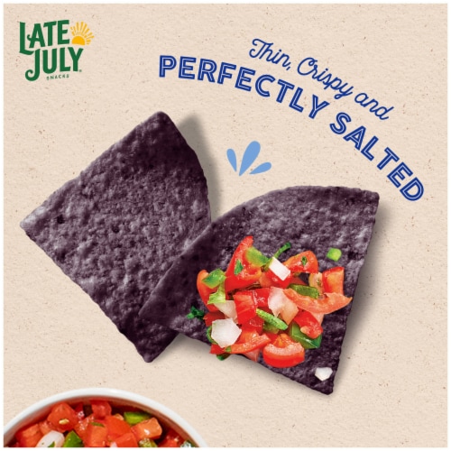 Late July Thin and Crispy Organic Blue Corn Tortilla Chips Perspective: left