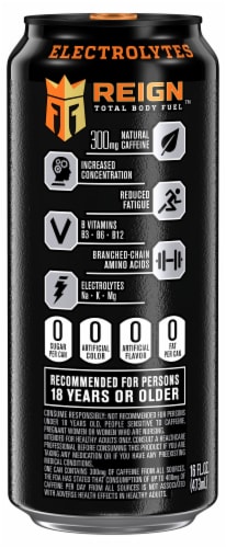 Reign® Total Body Fuel Orange Dreamsicle Energy Drink Can Perspective: left