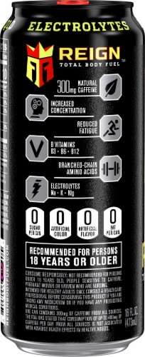 Reign Total Body Fuel Cherry Limeade Energy Drink Perspective: left