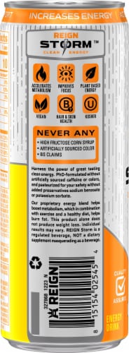 REIGN Storm, Valencia Orange, Fitness & Wellness Energy Drink, 12 Fl Oz Perspective: left