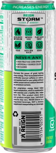REIGN Storm, Kiwi Blend, Fitness & Wellness Energy Drink, 12 Fl Oz Perspective: left