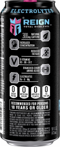 Reign® Total Body Fuel Sour Gummy Worm Energy Drink Can Perspective: left
