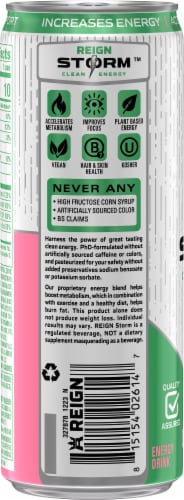 REIGN Storm, Guava Strawberry, Fitness & Wellness Energy Drink, 12 Fl Oz Perspective: left