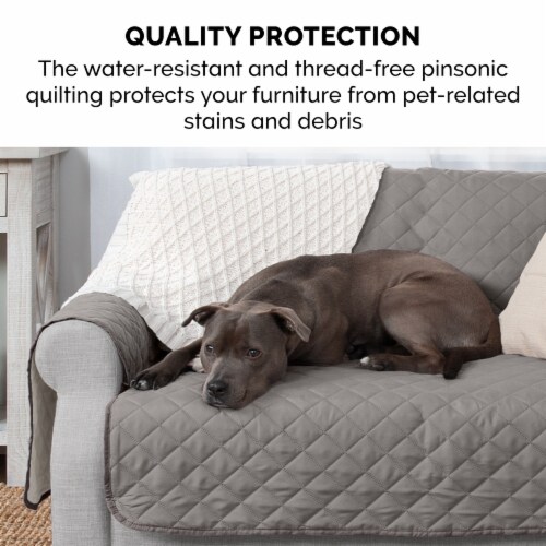 Reversible Sofa Protector - Gray/Mist Perspective: left