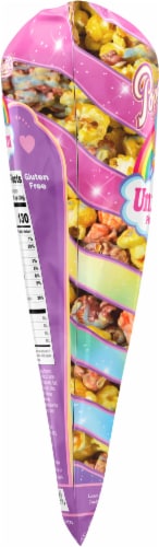 Popcornopolis® Unicorn Popcorn Lemon & Berry Flavored Indulgent Popcorn Cone Perspective: left