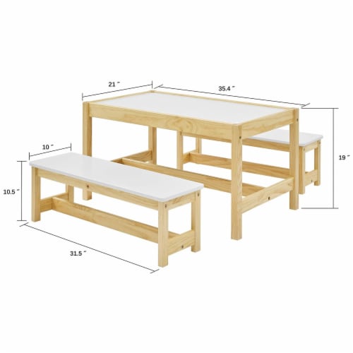 Wooden Kids Table and Chair Set, 5 Pcs Set Toddler Table and Chair Set (4  Chairs and 1 Activity Table), Child Art Table, Playroom Furniture, School