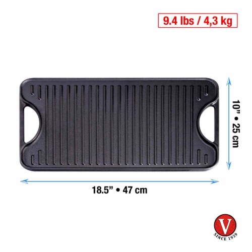 Victoria Cast Iron Rectangular Reversible Griddle Perspective: left