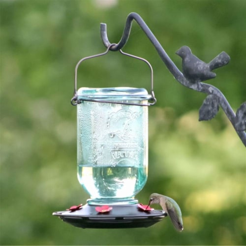 More Birds Mason Jar Hummingbird Feeder - Light Green Perspective: left