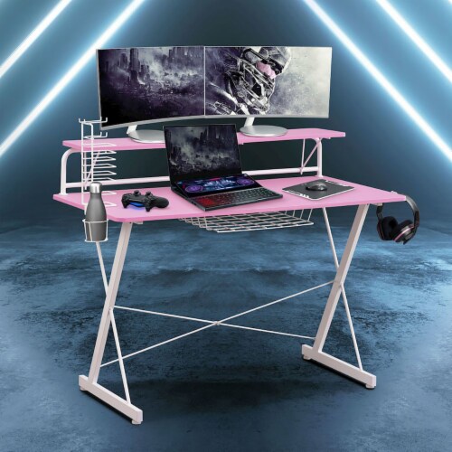 Ts 200 Carbon Computer Gaming Desk With Shelving Black 1 unit