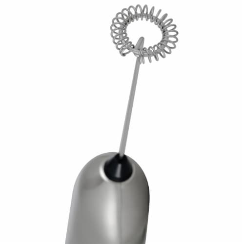 Ozeri Deluxe Milk Frother & Whisk in Stainless Steel, with Stand and 4 Frothing Attachments Perspective: left