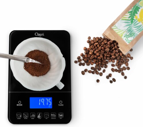 Ozeri Touch III 22 lbs (10 kg) Digital Kitchen Scale with Calorie Counter, in Tempered Glass Perspective: left