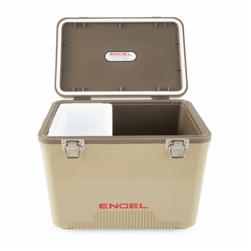 ENGEL 19 Quart Fishing Live Bait Dry Box Ice Cooler with Shoulder Strap,  Tan, 1 Piece - QFC