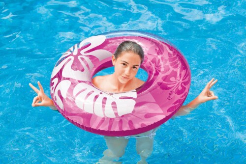 Intex Colorful Transparent Inflatable Swimming Pool Tube Raft (12 Pack) 59251EP Perspective: left