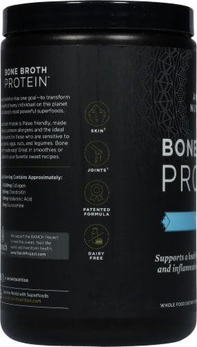 Ancient Nutrition Vanilla Bone Broth Protein Perspective: left