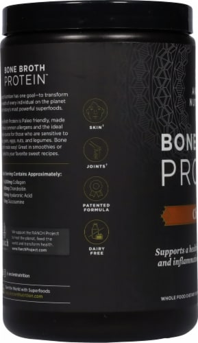 Ancient Nutrition Chocolate Bone Broth Protein Powder Perspective: left