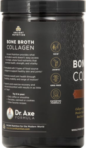Ancient Nutrition Chocolate Bone Broth Collagen Perspective: left