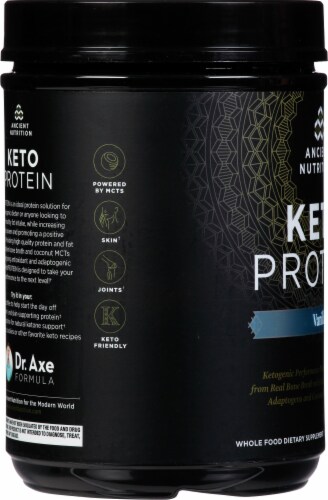 Ancient Nutrition KetoPROTEIN Vanilla Protein Powder Perspective: left