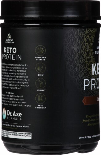 Ancient Nutrition KetoPROTEIN Chocolate Protein Powder Perspective: left