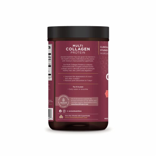 Ancient Nutrition Strawberry Lemonade Multi Collagen Protein Powder Perspective: left