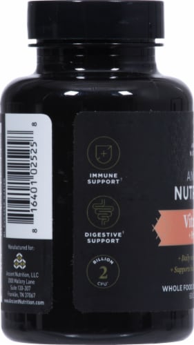 Ancient Nutrition Ancient Nutrients Vitamin C plus Probiotics Capsules Perspective: left
