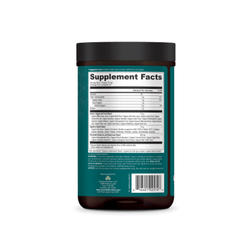 Ancient Nutrition Organic Super Greens Watermelon Dietary Supplement 8.82 oz Perspective: left