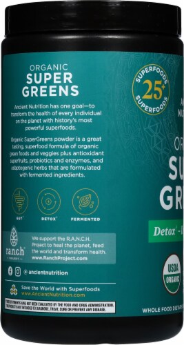 Ancient Nutrition Organic Super Greens Watermelon Dietary Supplement 8.82 oz Perspective: left