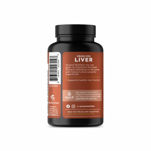 Ancient Nutrition Once Daily Grass-Fed Liver Tablets Perspective: left