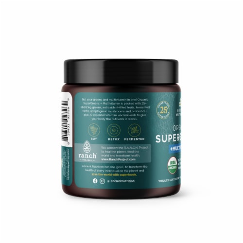 Ancient Nutrition Organic Supergreens + Multivitamin Perspective: left