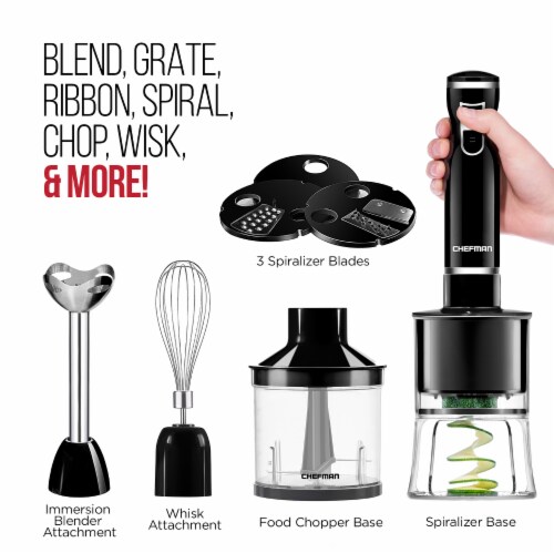 Chefman Electric Spiralizer & Immersion Blender 6-IN-1 Food Prep Combo Kit Perspective: left