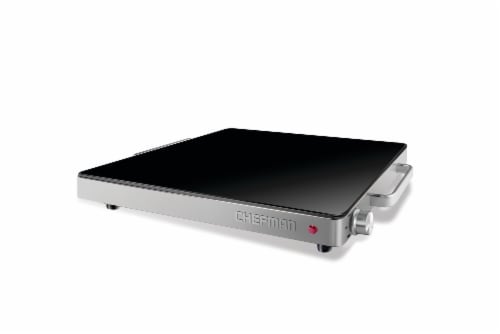Chefman Stainless Steel Compact Glasstop Warming Tray Perspective: left