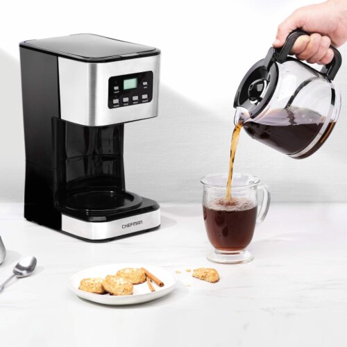 Chefman Square Stainless Steel Programmable Electric Coffee Maker - Silver Perspective: left