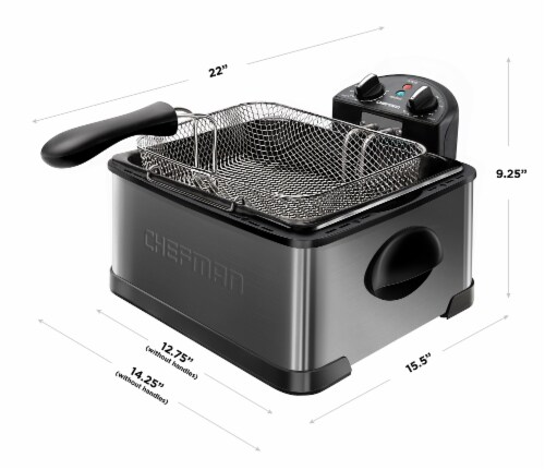 Chefman Stainless Steel Deep Fryer - Black Perspective: left
