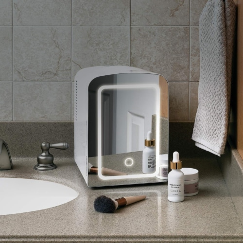 Chefman Portable LED Mirrored Mini Fridge - White Perspective: left
