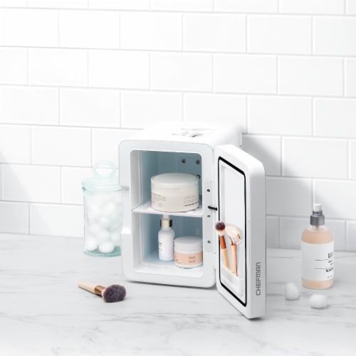 Chefman Portable LED Mirrored Mini Fridge - White Perspective: left