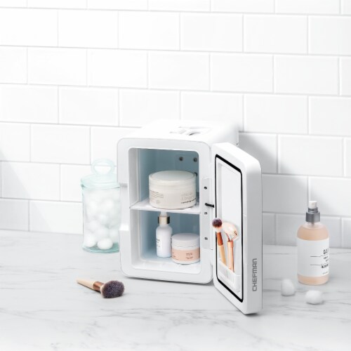 Chefman Portable LED Mirrored Mini Fridge - White Perspective: left