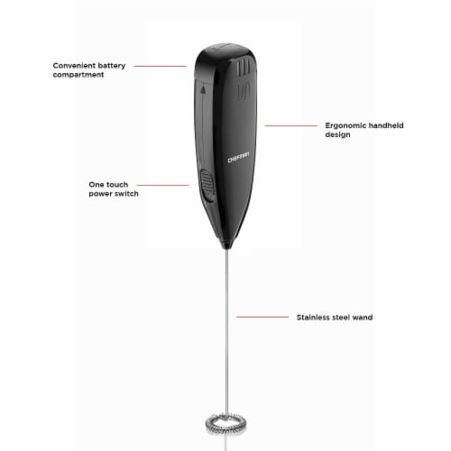Chefman Battery Powered Electric Handheld Milk Frother Perspective: left