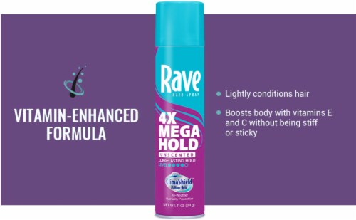 Rave 4X Mega Hold Unscented Hair Spray Perspective: left