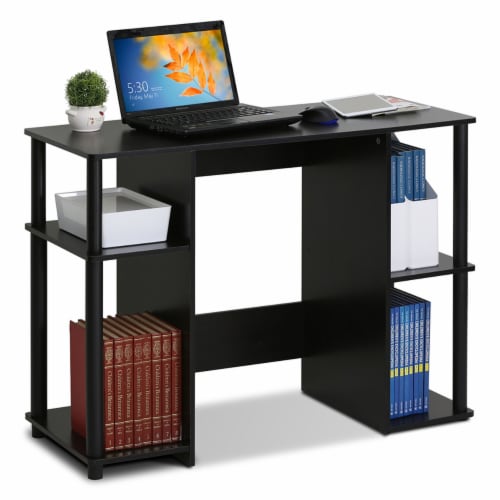 Furinno compact computer sales desk with shelves