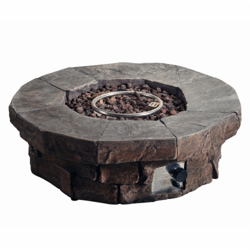 Peaktop Round Propane Gas Fire Pit in Slate Perspective: left