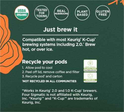 Four Sigmatic Focus Organic Coffee Dark Roast Pods Perspective: left