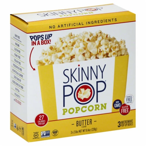SkinnyPop Butter Microwave Popcorn Perspective: left