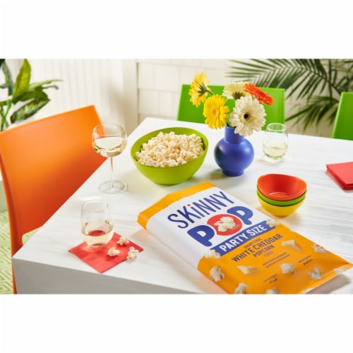 SkinnyPop White Cheddar Dairy Free Popcorn Perspective: left