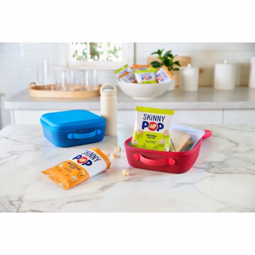SkinnyPop Popcorn, Original and Dairy Free White Cheddar, 0.5oz Snack Size Bags (18 Count) Perspective: left