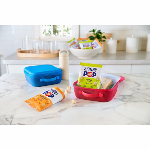 SkinnyPop Popcorn, Original and Dairy Free White Cheddar, 0.5oz Snack Size Bags (18 Count) Perspective: left