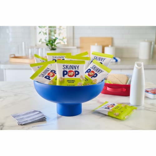 SkinnyPop Gluten-Free Original Popcorn, 0.5 oz Snack-Size Bags, 10 Count Perspective: left