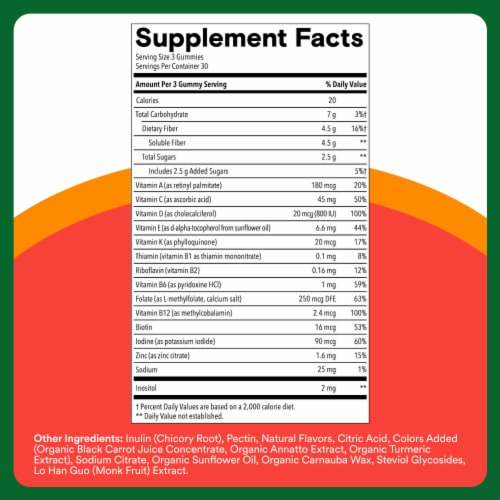 SmartyPants Kids Plus Multi & Fiber Gummies for Digestive Health Perspective: left